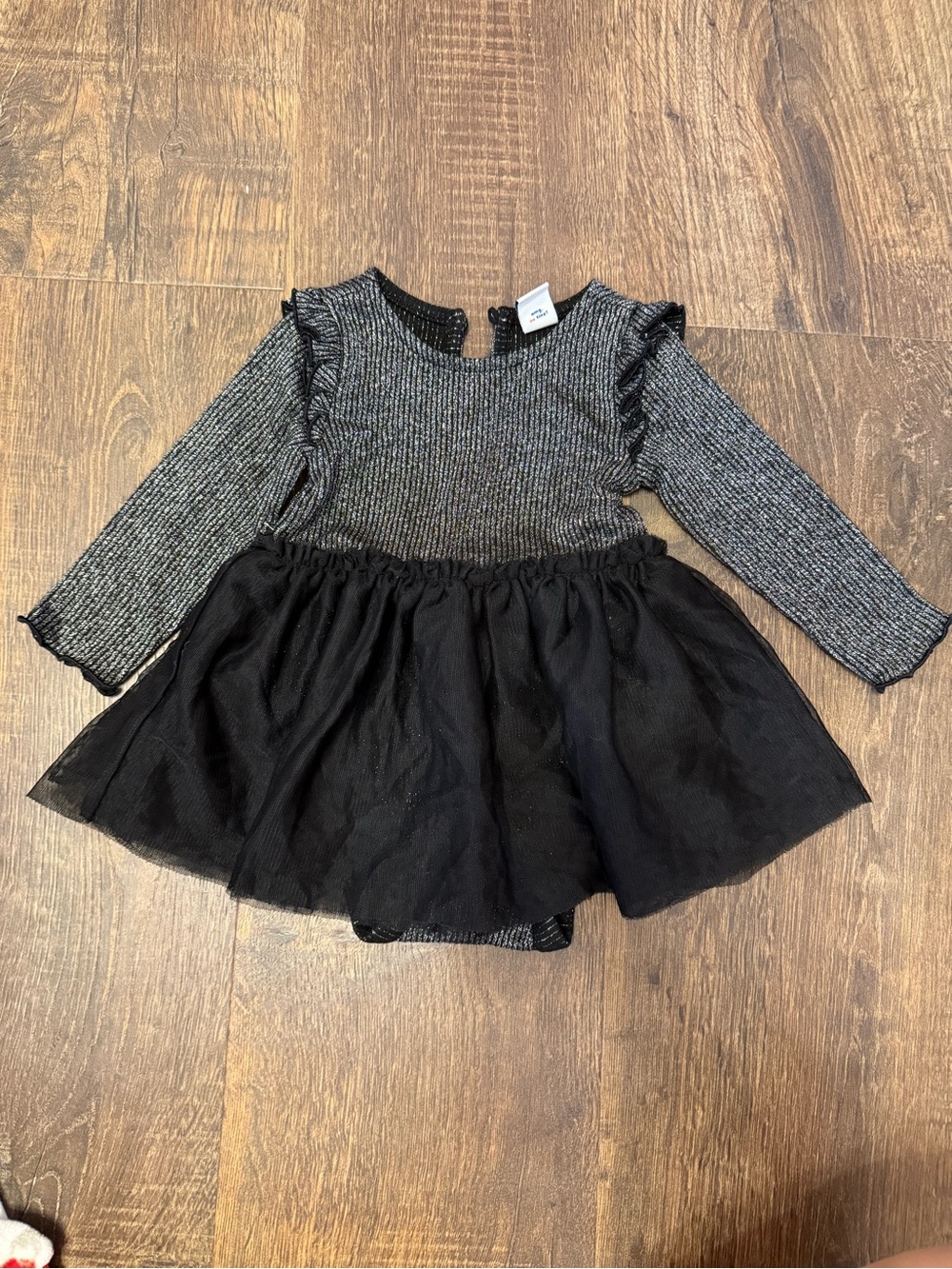 Old Navy Black and Gray Long-Sleeve Tutu Dress